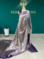Lavender Silver Floral Georgette Paithani Saree with Rich Pallu