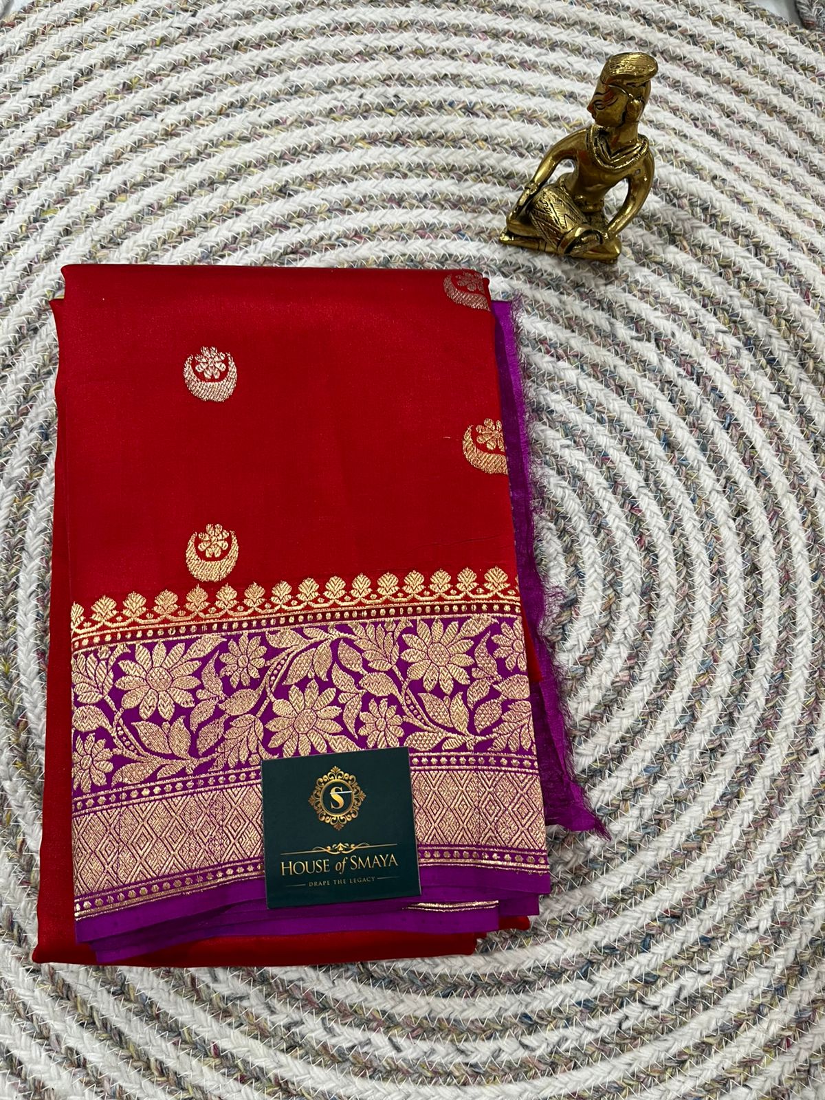 WhatsApp Image 2026-01-30 at 5.50.06 PM Crimson Red Raw Mango Silk Saree with Purple Zari Border - Image 1