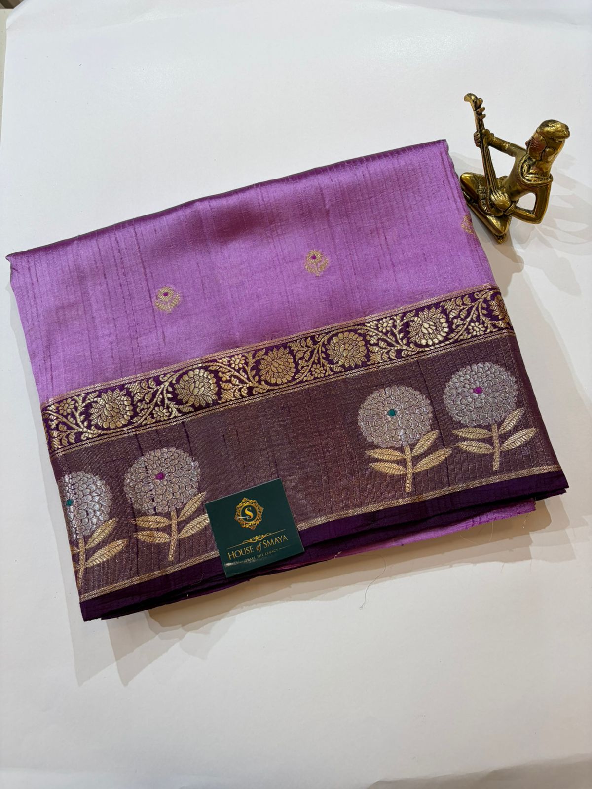 WhatsApp Image 2026-01-31 at 6.15.39 PM Royal Purple Silk Organza Saree with Zari Floral Border - Image 1