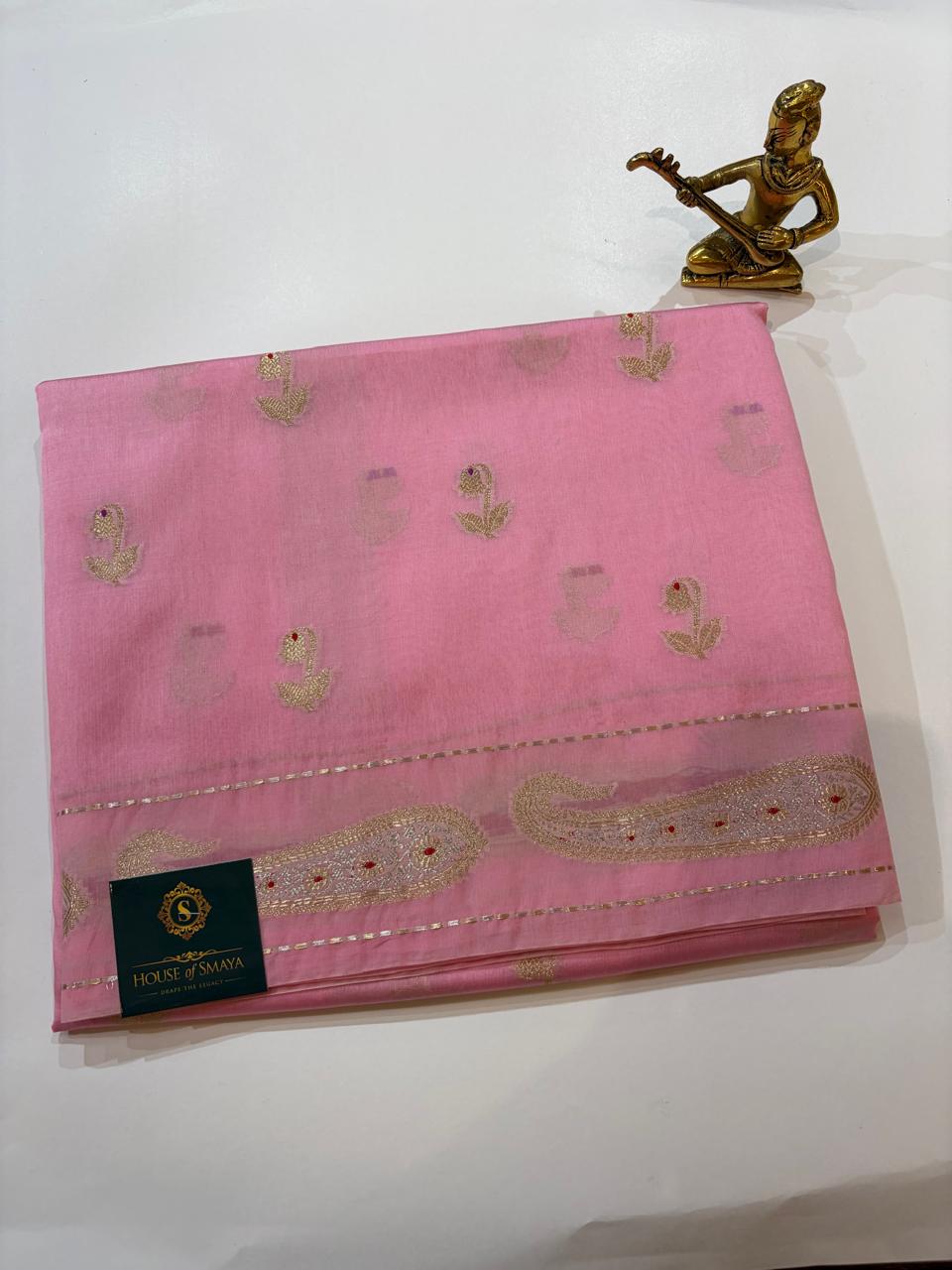 WhatsApp Image 2026-01-31 at 6.20.03 PM Soft Pink Organza Saree with Zari Motifs & Ornate Border - Image 1