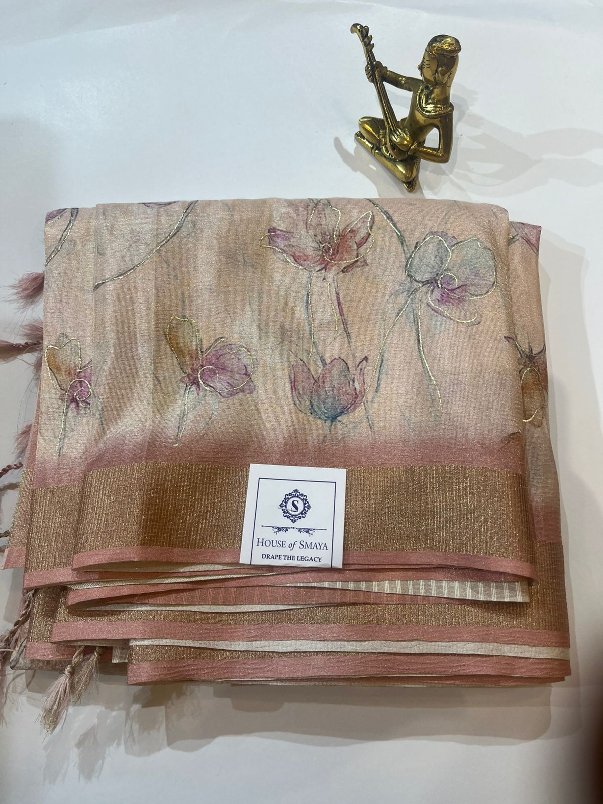 WhatsApp Image 2026-01-31 at 9.13.03 PM Pastel Floral Hand-Embroidered Tissue Organza Saree with Zari Border - Image 1