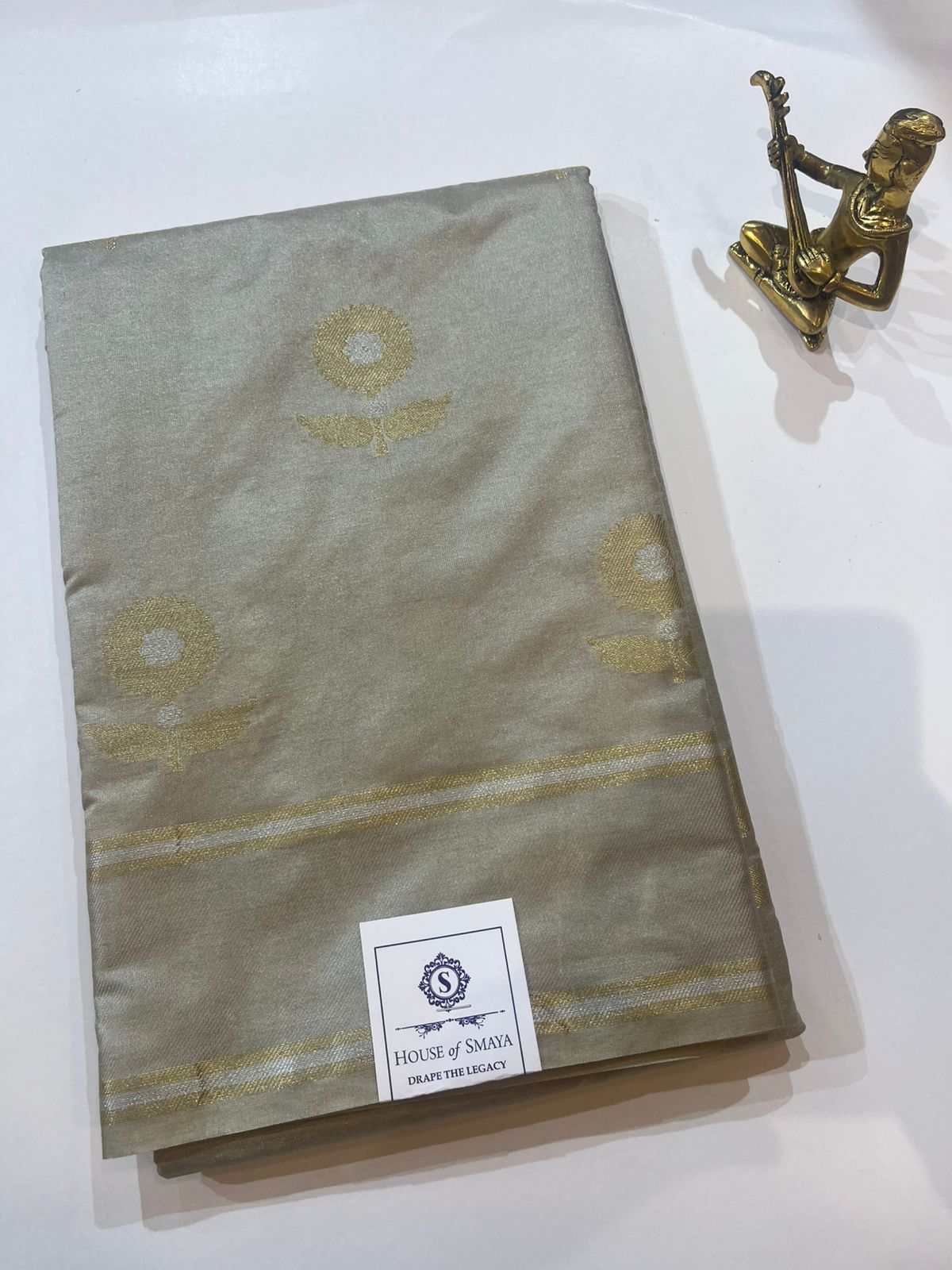 WhatsApp Image 2026-01-31 at 9.14.45 PM Grey-Gold Semi Katana Saree with Minimal Zari Motifs - Image 1