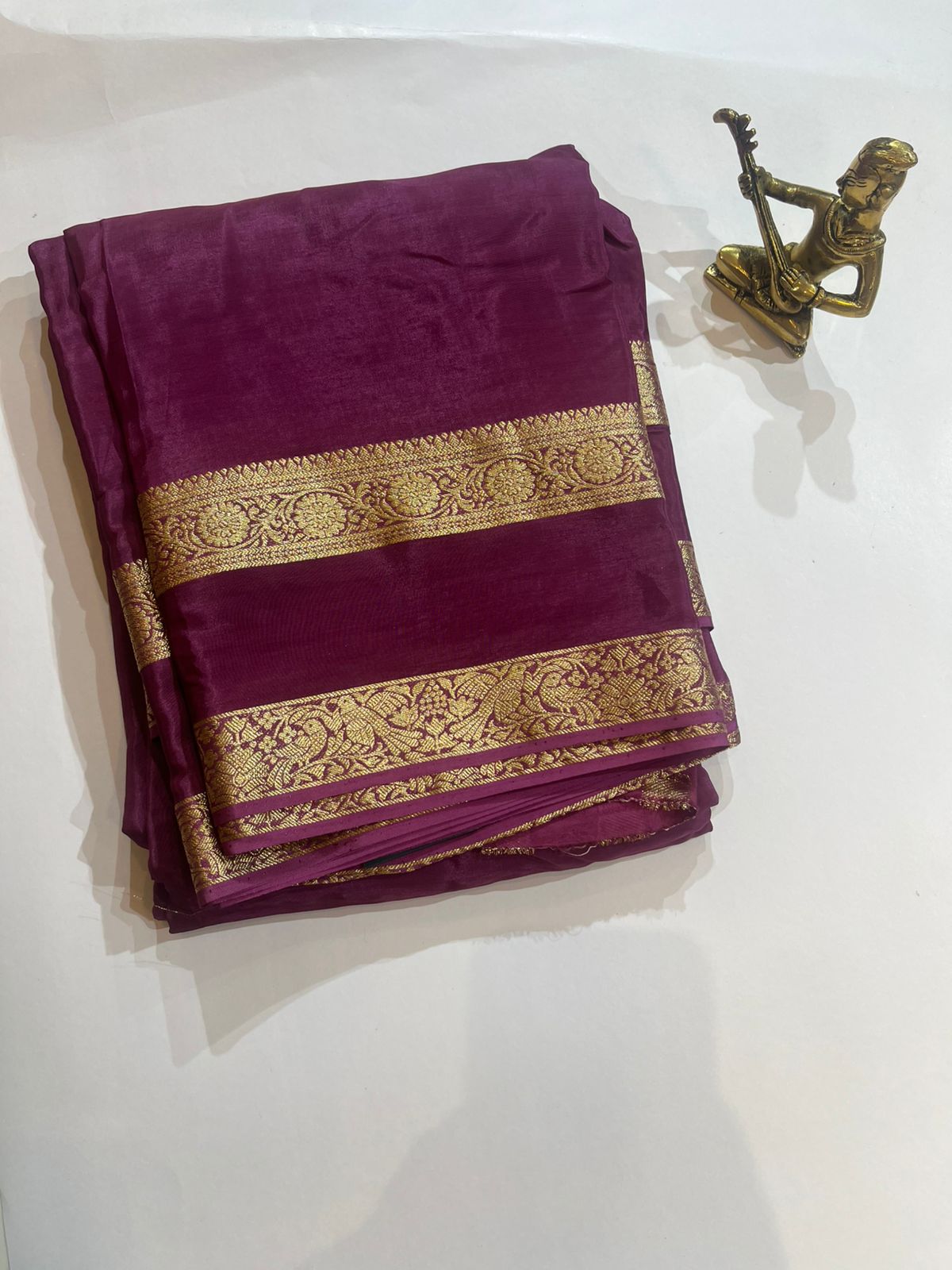 WhatsApp Image 2026-01-31 at 9.17.54 PM Wine Purple Semi Crepe Saree with Classic Gold Woven Border - Image 1