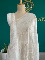 White Tissue Organza Saree with Pearl & Thread Embroidery | Bridal & Festive Wear - Image 2